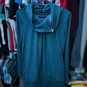 Blue Cowl Neck Top